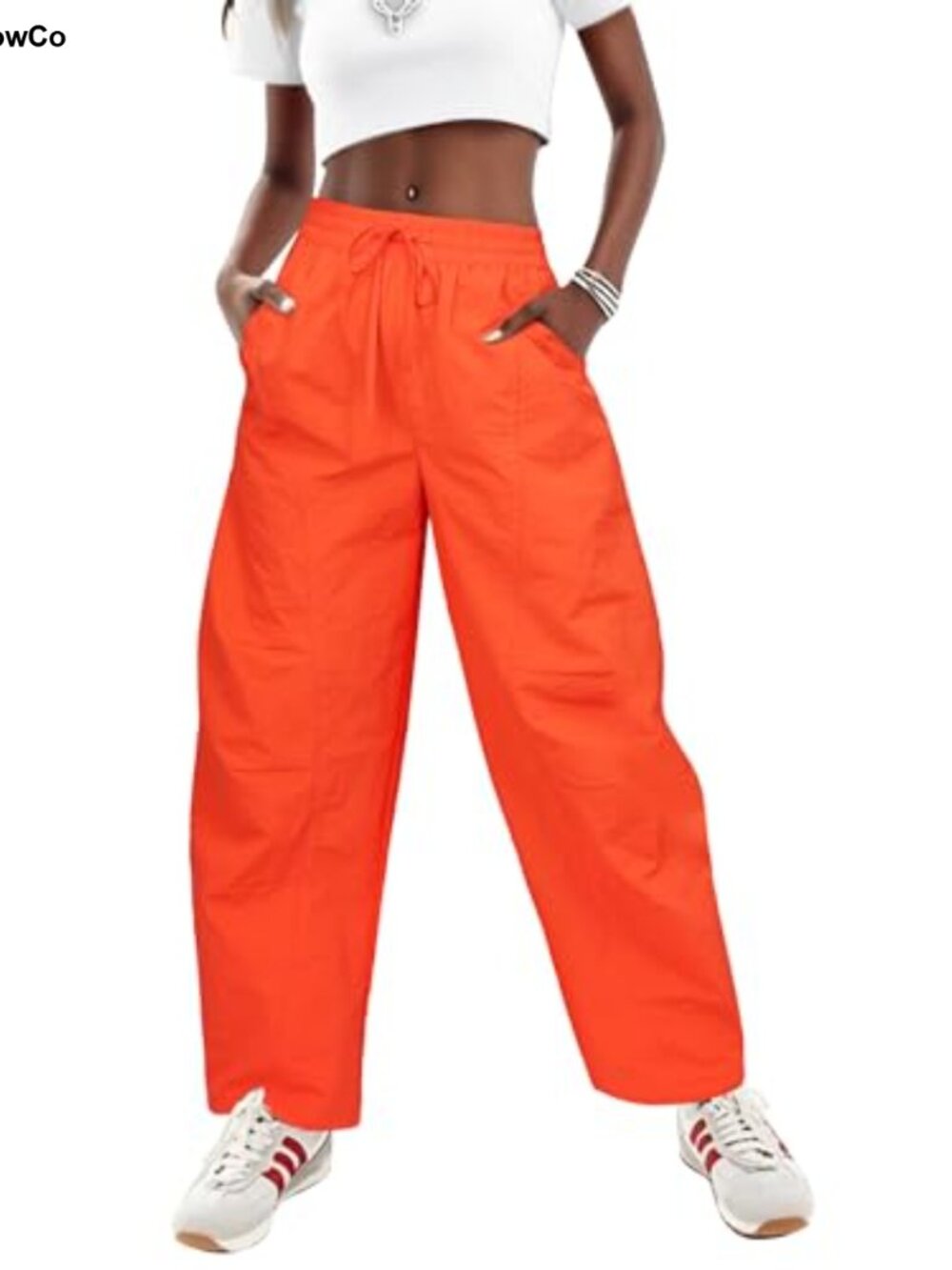 Womens High Waist Cargo Pants Loose Barrel Nylon Hiking Trousers